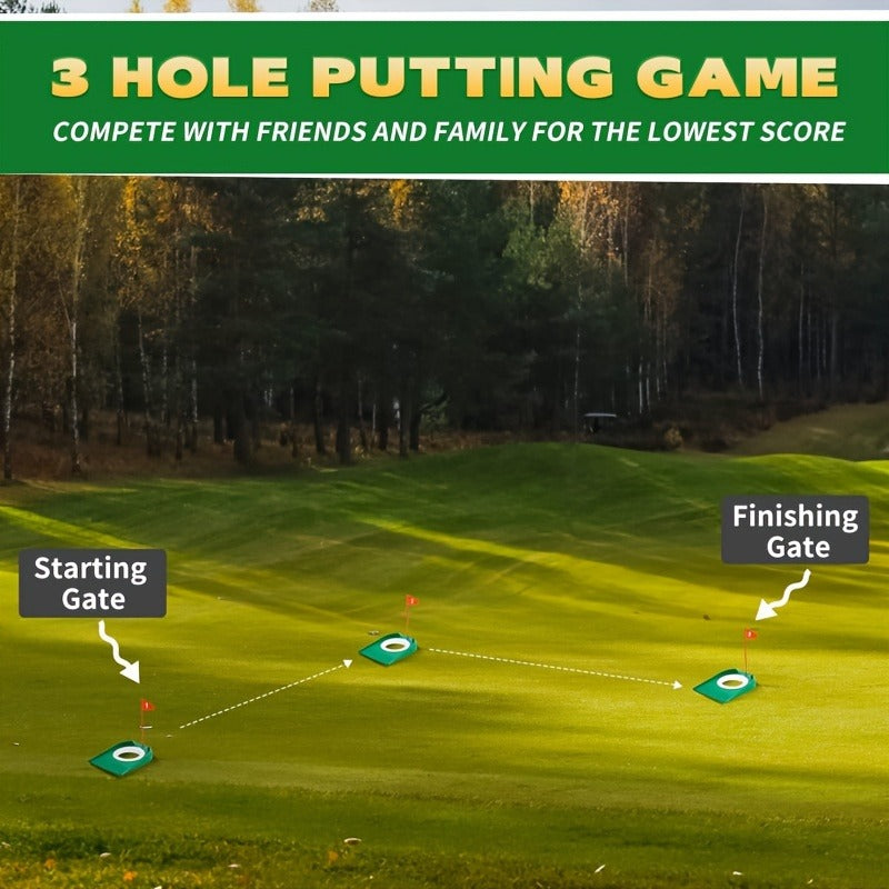 Golf Putting Cup Practice Holes 3 Pack with Numbered Flags Portable Durable All-Direction Surface Regulation Indoor Outdoor Putting Green Training Aid for Improving Putting Skills