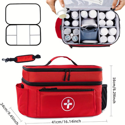 Medicine Storage Bag Organizer – Household First Aid Kit Bag, Portable Medicine Cabinet Basket with Compartments for Home, Travel & Emergency