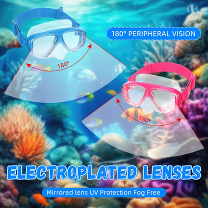 Swimming Goggles Set of 6 with Nose Cover & Wide View Lens – Elastic Strap Scuba Diving Masks, Anti-Fog Swim Goggles for Adults & Kids, Mixed Colors