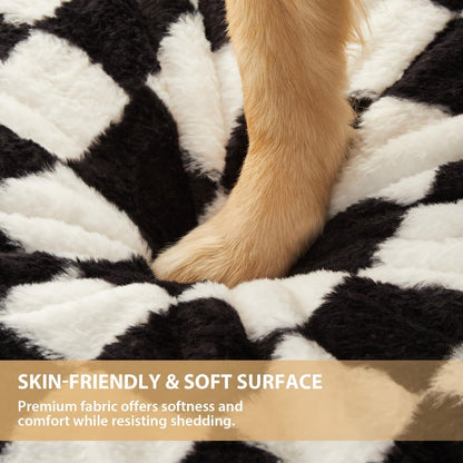 Orthopedic Dog Bed with Removable Washable Cover – Non-Slip Bottom, Black & White Plaid, Soft Memory Foam Dog Sofa Bed for Small Medium Large Dogs, S M L XL XXL Sizes