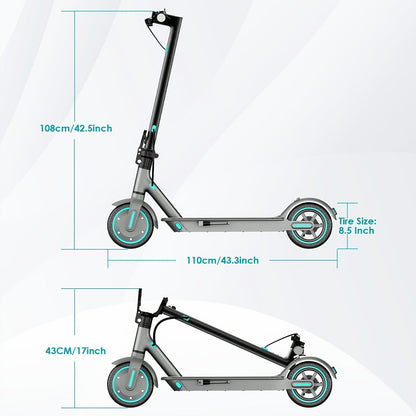 Electric Scooter 350W Foldable Commuter E-Scooter with 8.5'' Solid Tire, LED Display, Dual Brake, 15-20KM Range for Adults Men Women