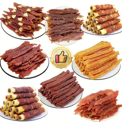 Duck Jerky Chicken Freeze-Dried Dog Treats Sharing Pack Soft Chewy Healthy Digestible Training Reward Snacks for Small Medium Large Dogs Beef Sausage