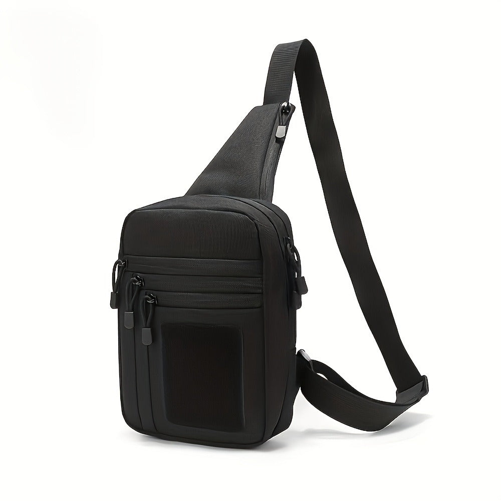 CCW Shoulder Bag Tactical Concealed Carry Bag for Men with Chest Holster Multiple Compartments EDC Sling Bag for Daily Use Shooting Range Hiking Outdoor Activities Black