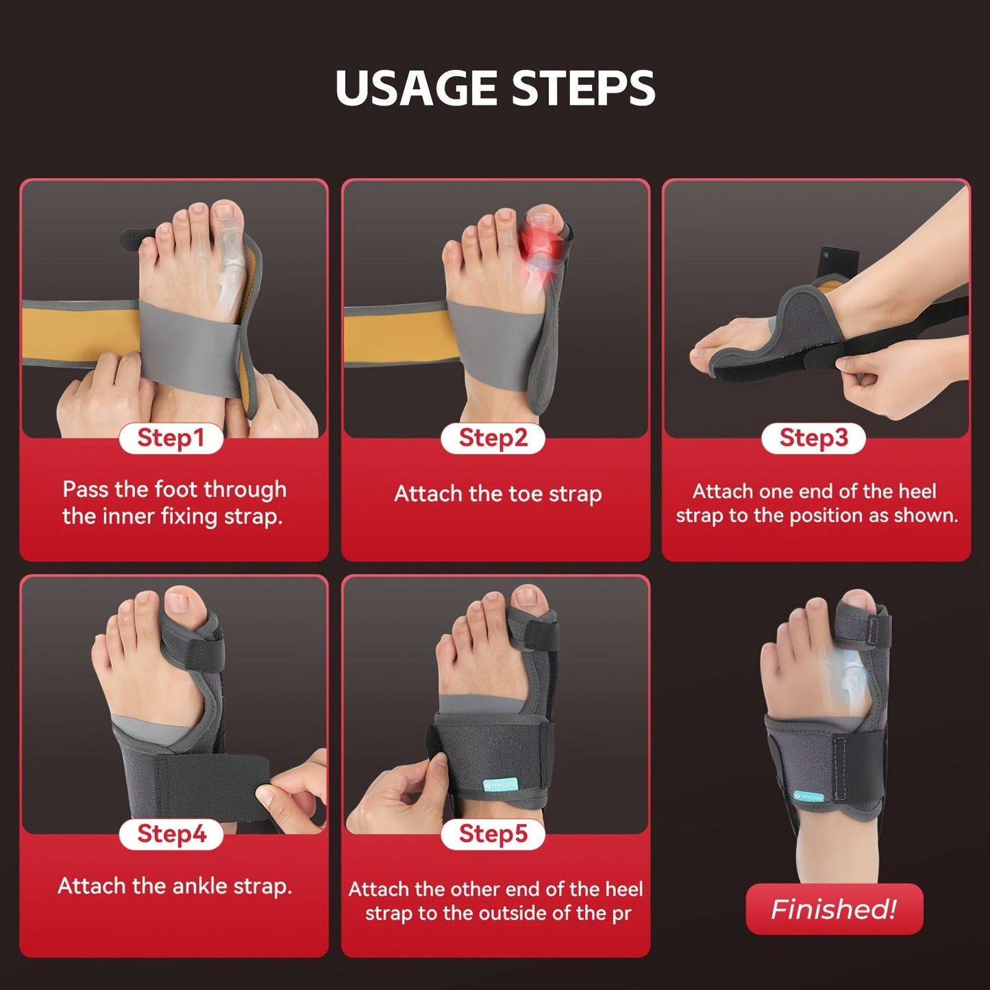 Toe Separator Bunion Corrector for Women Men – Adjustable Big Toe Splint with 2 Angle Bars & Double Non-Slip Straps, Day Night Hallux Valgus Relief Support Brace, 1 Pair