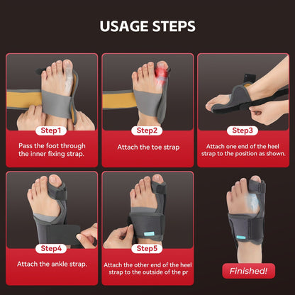 Toe Separator Bunion Corrector for Women Men – Adjustable Big Toe Splint with 2 Angle Bars & Double Non-Slip Straps, Day Night Hallux Valgus Relief Support Brace, 1 Pair