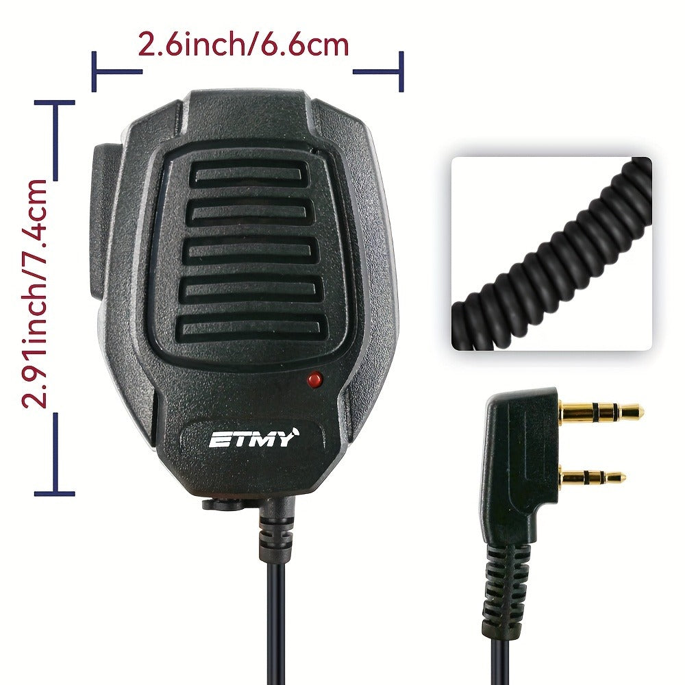 Walkie Talkie Speaker Mic 3.5mm Jack for Baofeng BF-888S UV-5R & Kenwood TK Series – Coiled Cable, 360° Rotating Clip