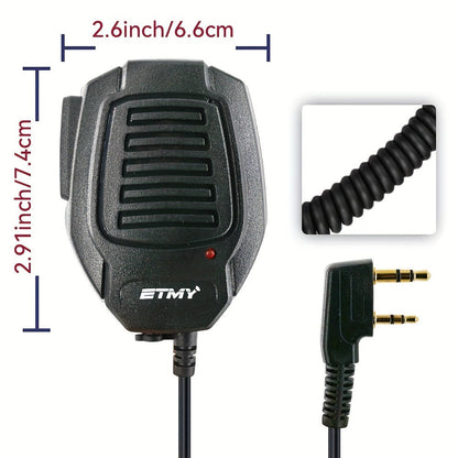Walkie Talkie Speaker Mic 3.5mm Jack for Baofeng BF-888S UV-5R & Kenwood TK Series – Coiled Cable, 360° Rotating Clip