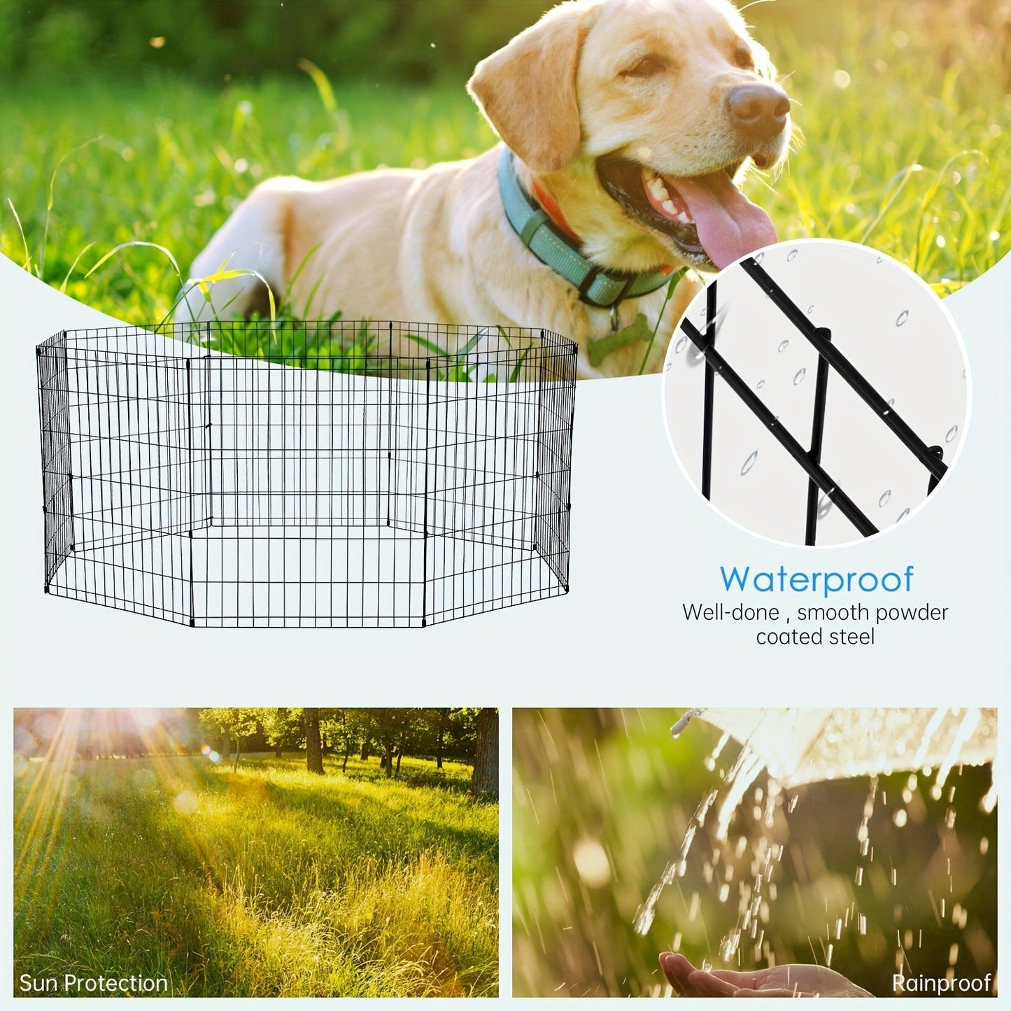 Foldable Metal Wire Dog Playpen & Pet Gate – 24/30/36/42" Indoor Outdoor Fence for Large Medium Small Dogs