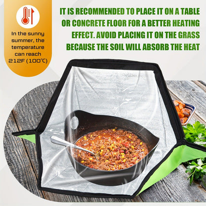 Solar Oven Portable Solar Cooker 2 Pack, Foldable Sun-Powered Camp Stove No Fuel Required, Lightweight Outdoor Cookware for Camping Emergency Food Reheating