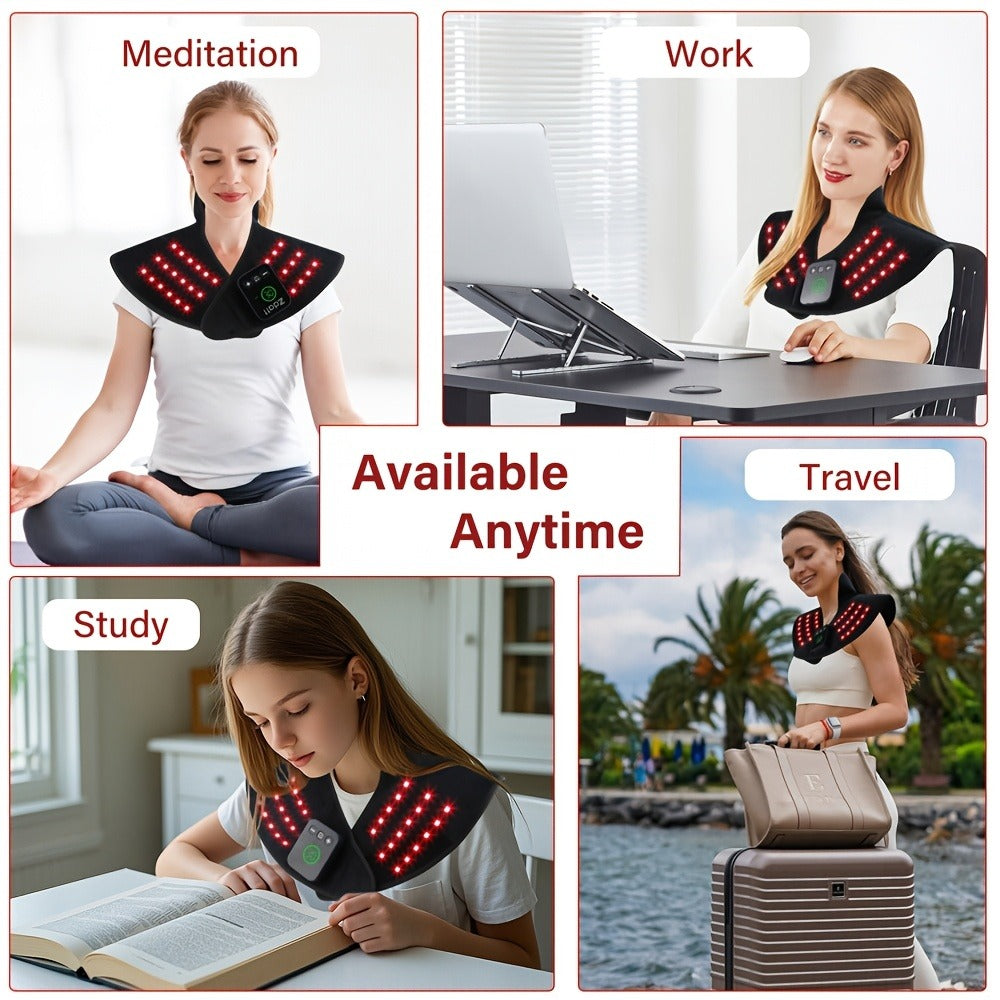 Red Light Therapy Shoulder Wrap with Dual Wavelength 660nm & 850nm Near-Infrared – 116 LED Wearable Device for Neck, Shoulder & Back Relief, 3 Wellness Modes, 5000mAh Battery, Remote Control