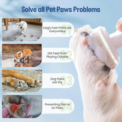 Dog Paw Cleaner No-Rinse with Soft Brush - pH Balanced Paw Wash for Dogs & Cats, 5oz Gentle Grooming Cleanser in Lavender Chamomile, Lemongrass Sage & Fragrance-Free