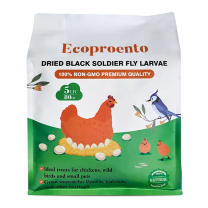 Non-GMO Dried Black Soldier Fly Larvae 5LB & 10LB - 85X More Calcium Than Mealworms, High Protein BSFL Treats for Chickens, Ducks, Wild Birds & Turtles