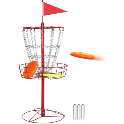 Portable Disc Golf Basket 12 Chain – Heavy Duty Metal Frame, Galvanized Chains, Easy Assembly, Indoor & Outdoor Practice Target for All Skill Levels – 4 Colors: Black, Orange, Red, Blue