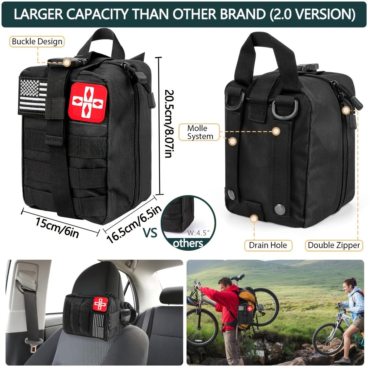 272-Piece Survival Gear Kit with Tactical Bag – Emergency Survival Equipment with Fire Starter, First Aid & Outdoor Tools for Camping, Hiking, Hunting – Crossbody & Molle Bag Options