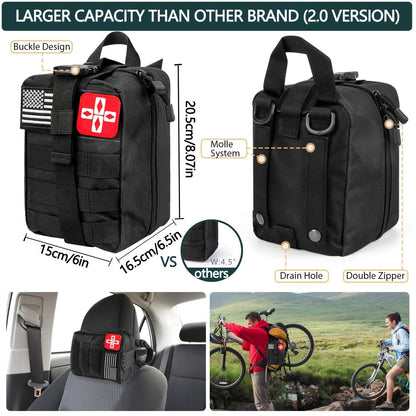 272-Piece Survival Gear Kit with Tactical Bag – Emergency Survival Equipment with Fire Starter, First Aid & Outdoor Tools for Camping, Hiking, Hunting – Crossbody & Molle Bag Options