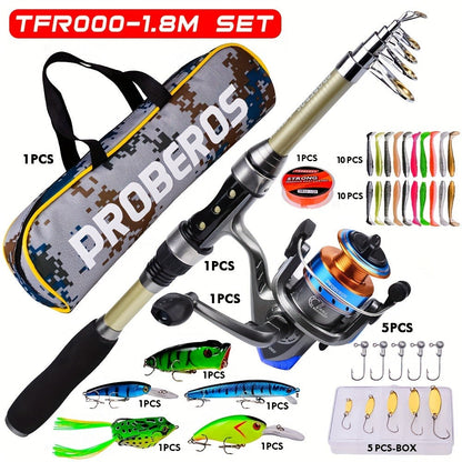 Carbon Fiber Fishing Rod & Spinning Reel Combo – Ultralight Fast Action Rod with Long Cast Spinning Wheel, Complete Sea Fishing Tackle Set for Saltwater & Freshwater, Available in Red & Grey