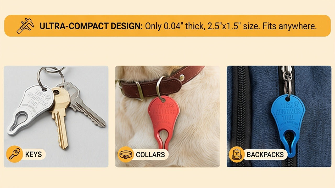 Tick Remover Tool Aluminum - Safe Quick Tick Removal for Dogs Cats Pets Animals & Humans, Essential Outdoor Camping Hiking Tick Hook, Available as Single or 2-Pack