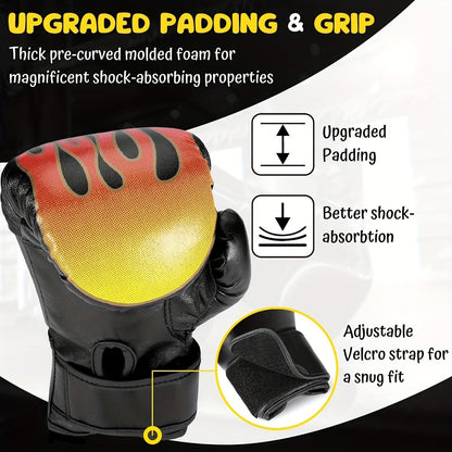 Boxing Training Gloves with Pearl Sponge Padding – Professional Shockproof Faux Leather Gloves for Muay Thai, Sparring, Fighting & Taekwondo, Wrap-Around Wrist Support for Men & Women