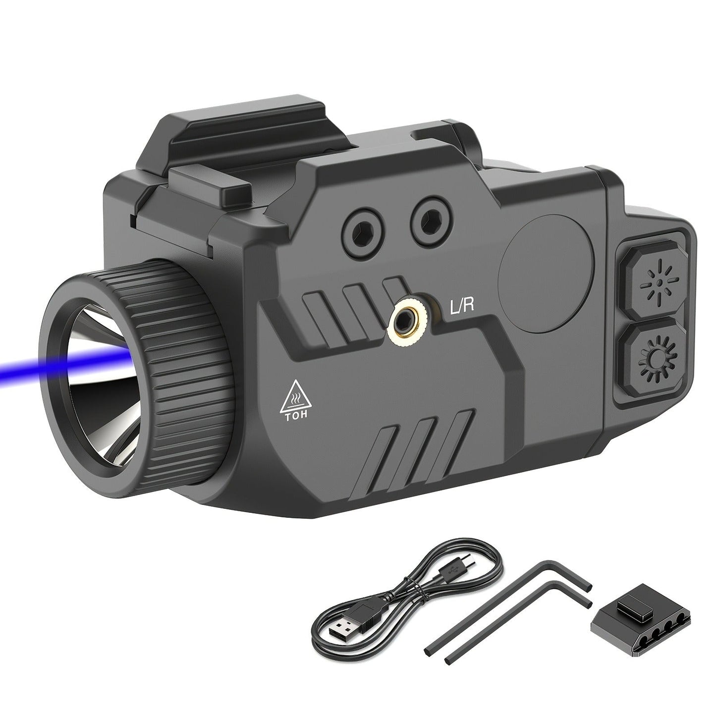 Handgun Light & Laser Combo - 750 Lumen Rechargeable Pistol Flashlight with Red/Green/Blue Laser Sight, Strobe Function, Picatinny Rail Mount for Tactical & Home Defense