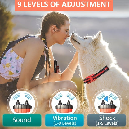 Bark Control Collar with Remote 9-Level Adjustable – Rechargeable Dog Training Collar with Sound, Vibration & Shock Modes, 500m Range for Small Medium Large Dogs (Red & Black)
