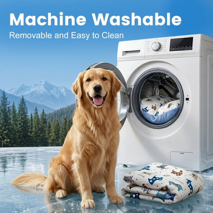 Breathable Washable Dog Bed Mattress – All-Season Pet Mat with Removable Cover & Non-Slip Bottom for Small, Medium & Large Dogs | Cute Animal Patterns