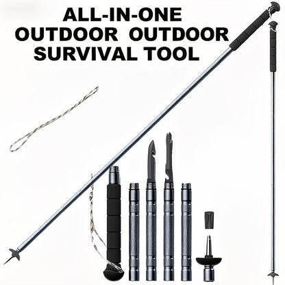 7-in-1 Tactical Hiking Staff – Adjustable Aluminum Alloy Mountaineering Stick with Compass, Fire Starter, Saw, Screwdriver & Pliers – Multi-Tool Walking Pole for Hiking, Climbing & Camping