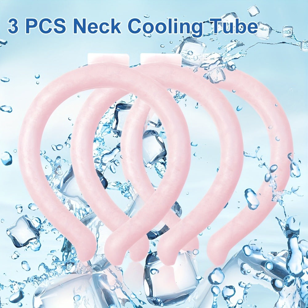 Cooling Neck Ring 3-Pack – Wearable Ice Gel Tube Wrap for Hot Weather, Outdoor Sports, Heat Relief & Hot Flashes, Freezes at 28°C, Hands-Free Summer Cooling for Men & Women
