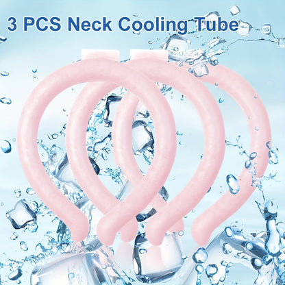 Cooling Neck Ring 3-Pack – Wearable Ice Gel Tube Wrap for Hot Weather, Outdoor Sports, Heat Relief & Hot Flashes, Freezes at 28°C, Hands-Free Summer Cooling for Men & Women