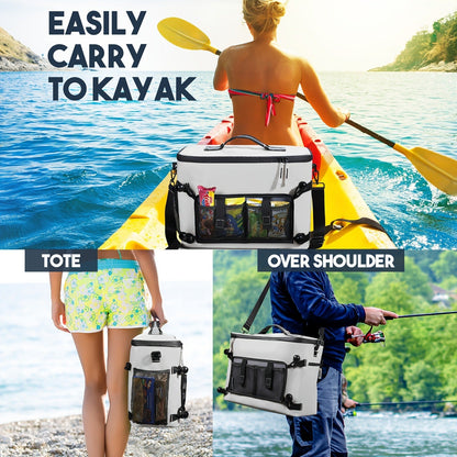 Kayak Cooler Bag with Lawn-Chair Style Seat Back – Insulated Portable Ice Chest for Kayaking, Boating, Beach, Camping & Travel, Adjustable Shoulder Strap, Keeps Drinks & Snacks Cold All Day