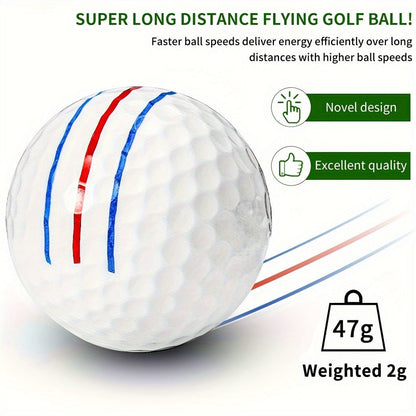 Golf Balls 6pcs Long Distance High Speed with 360-Degree Aiming Line Add 40+ Yards Distance Durable Performance Golf Ball Set for Men Women Beginners Advanced Players Practice Training