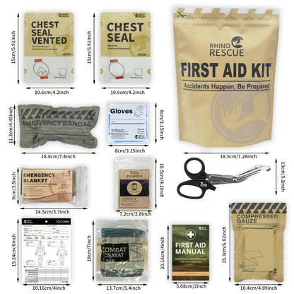 Tactical Emergency Trauma Kit 11pcs – Combat First Aid Survival Kit for Outdoor, Hunting & Rescue