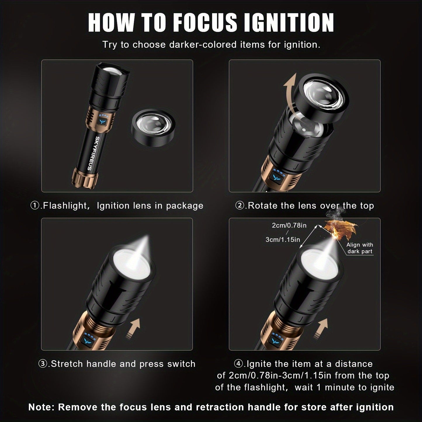 High Lumen LED Flashlight Zoomable 4 Modes Rechargeable Cycling Light for Camping Outdoor Household Use