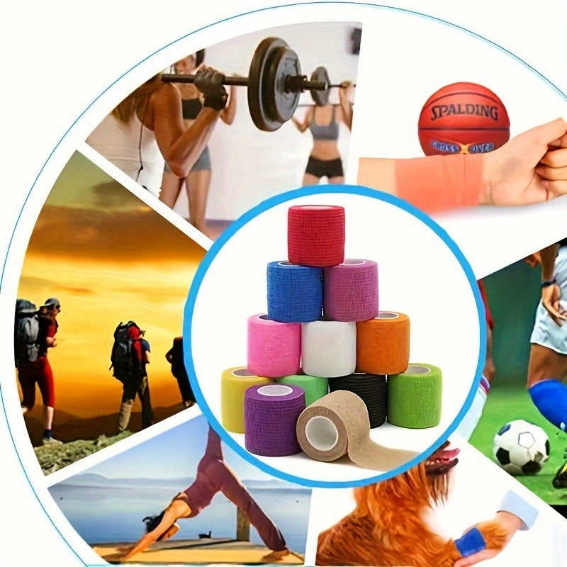 Self-Adhesive Elastic Bandage 36pcs Non-Woven – Finger, Wrist & Knee Protection Wrap, Breathable Comfortable Fitness Bandage for Indoor & Outdoor Sports, Available in Black, Blue, White & Brown