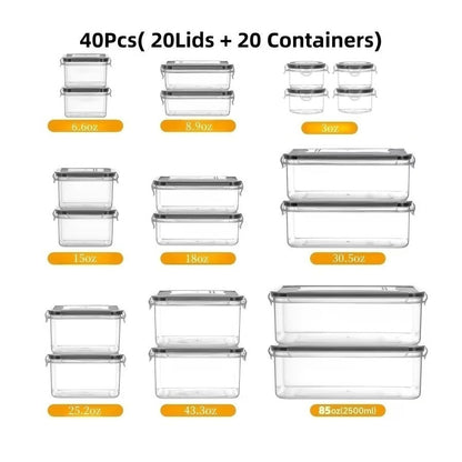 Sealed Food Storage Containers with Lids - Microwave Safe Outdoor Picnic Lunch Box Set for Salads, Fruits, Vegetables & Sandwiches, Durable Leak-Proof Meal Prep Containers, Available in 24/40/48pc Sets