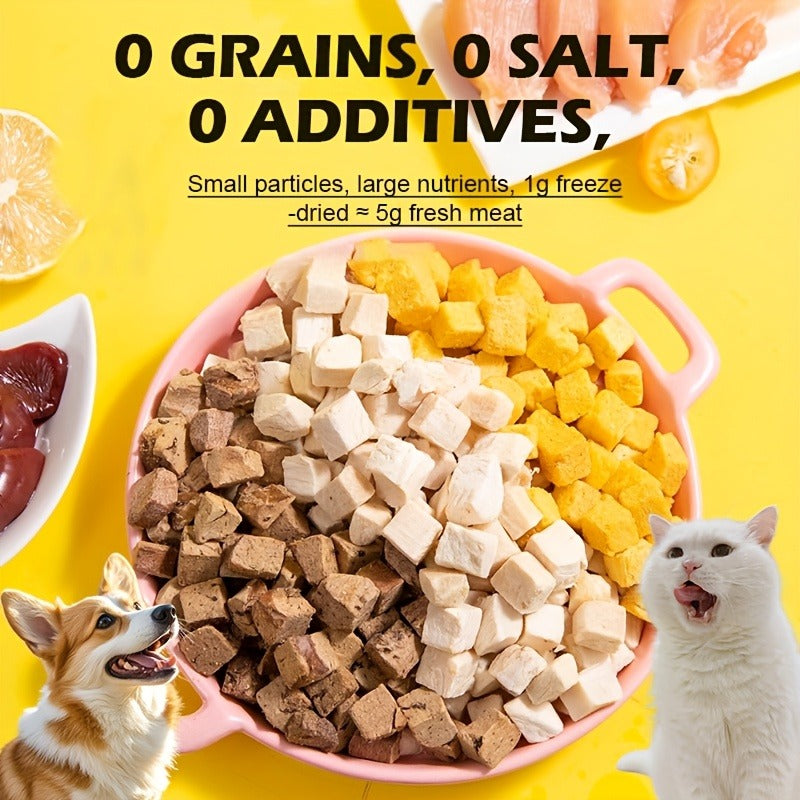 Freeze-Dried Dog Treats 150g Triple Combo - Beef Liver, Chicken & Egg Yolk Grain-Free High Protein Crunchy Bites for Small Dogs, Puppies, Poodles & Bichons, Training Rewards
