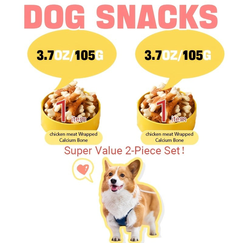 Chicken & Duck Wrapped Bone Biscuits Dog Treats – Hypoallergenic Grain-Free High Protein Low Fat for Small Medium Large Dogs