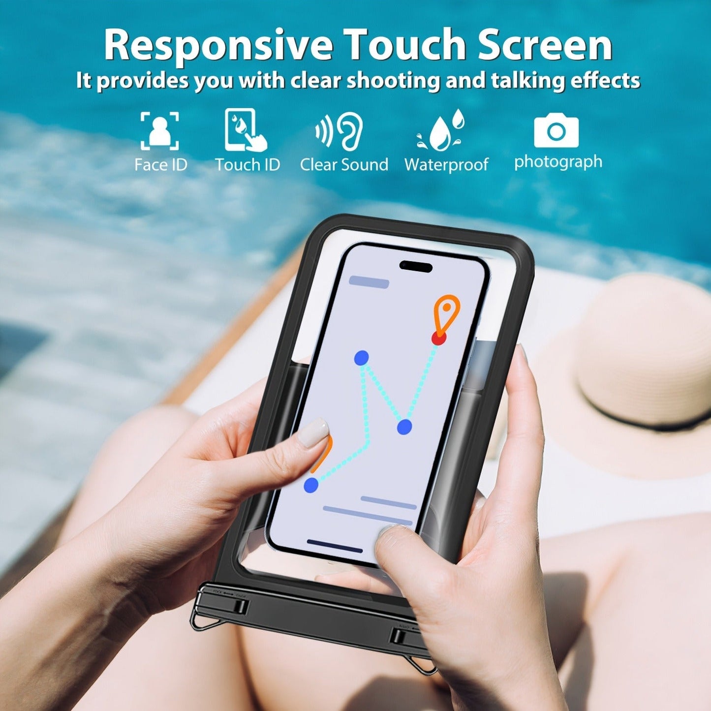 Waterproof Phone Pouch 2-Pack Double Layer Black & Cyan – PVC Dry Bag for Swimming, Rafting & Water Sports, Fits Up to 7.5", Dual Compartment with Adjustable Lanyard & Double Hook for Kayaking, Beach & Camping