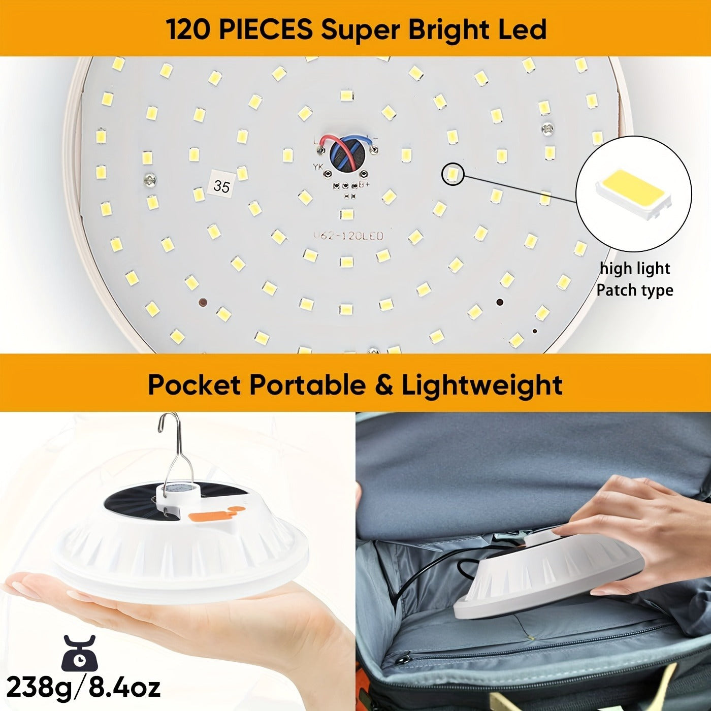 Remote Control Camping Lantern 2 Pack – 120 LED 4000LM Solar USB Rechargeable, 5 Modes, Hanging Hook, Built-In 18650 Battery for Camping, Hiking, Hurricane & Emergency