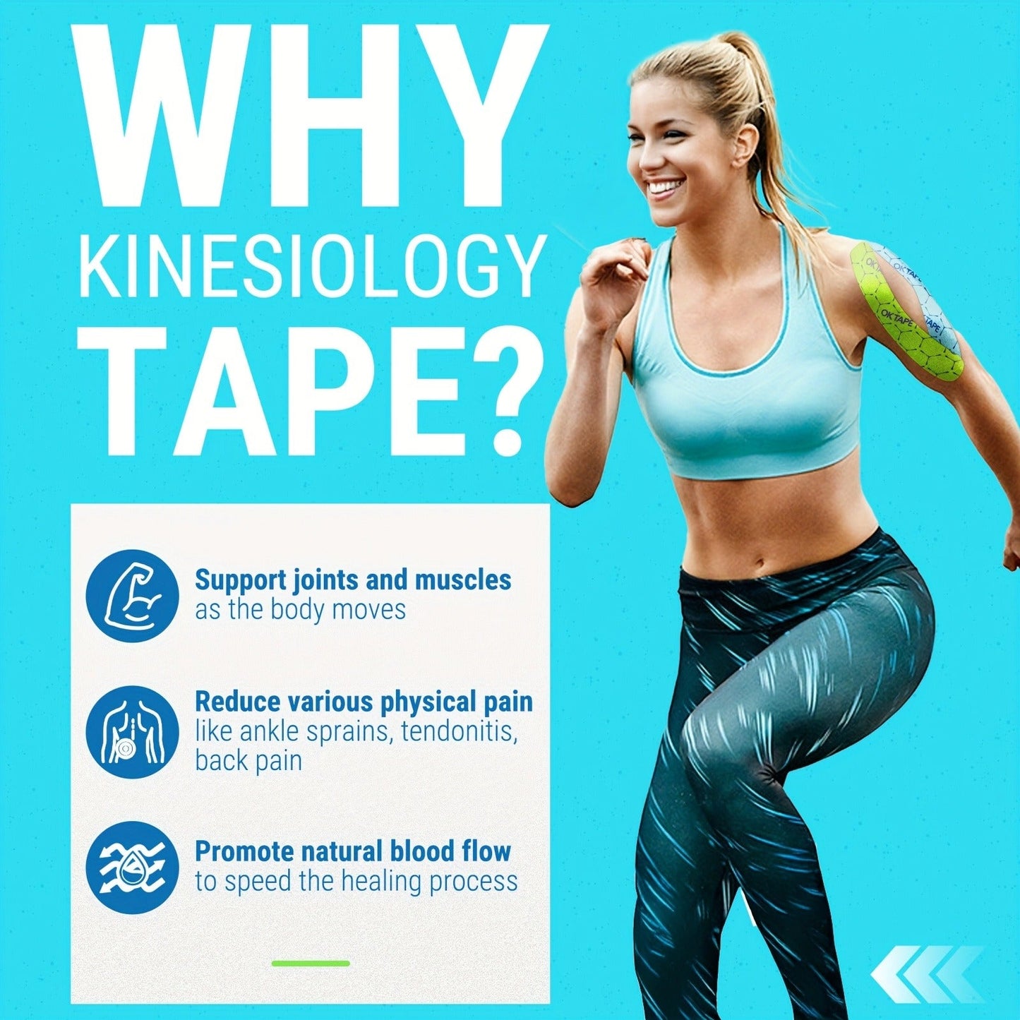 Kinesiology Tape 20 Precut Strips Green – Elastic Athletic Muscle Support Tape, Waterproof Performance K Tape for Sports, Running, Gym & Injury Recovery, 2" x 10" Each Strip