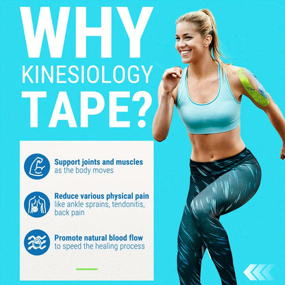 Kinesiology Tape 20 Precut Strips Green – Elastic Athletic Muscle Support Tape, Waterproof Performance K Tape for Sports, Running, Gym & Injury Recovery, 2" x 10" Each Strip