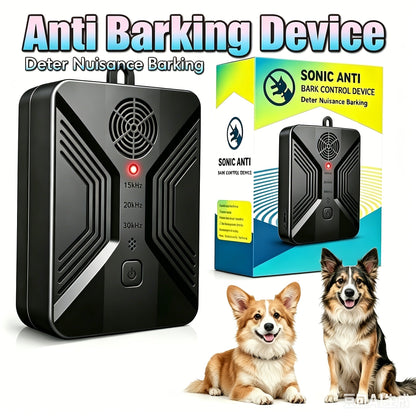 Ultrasonic Anti-Barking Device – Automatic Dog Bark Deterrent with 3 Frequency Modes & 50ft Range | Rechargeable 1500mAh, Hands-Free & Humane | Indoor & Outdoor Bark Control for All Dog Sizes | Dark Gray
