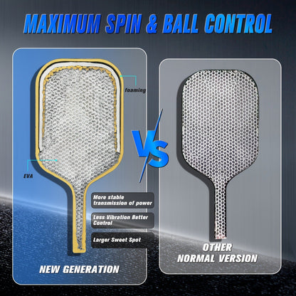 Carbon Fiber Pickleball Paddle T800 Thermoformed – 16mm Double Foam EVA Core, Elongated Racket for Spin, Power & Control – Includes Cover & Eraser, Gift for Men & Women
