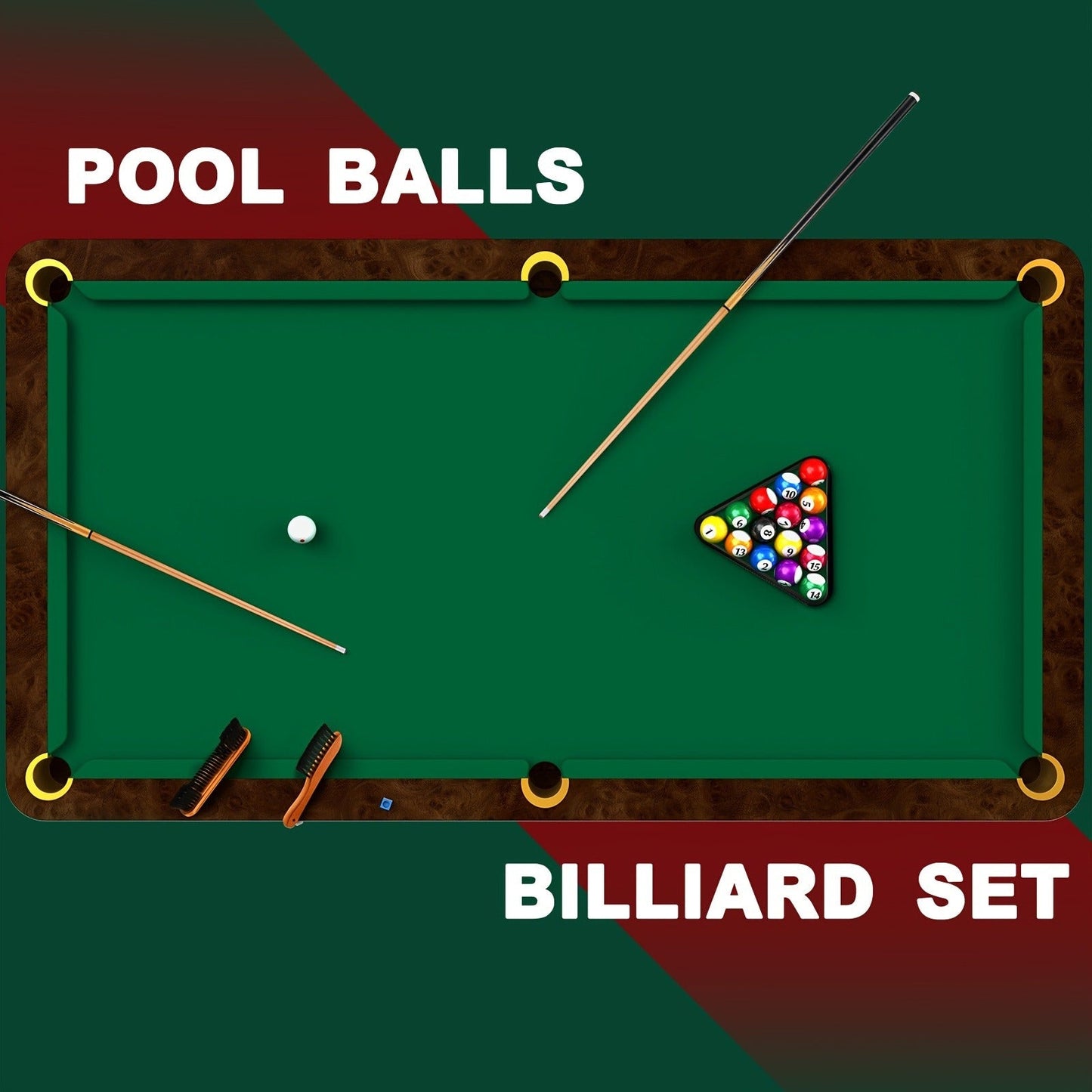 71-Piece Billiard Pool Table Accessories Set with Pool Balls Triangle Rack Cue Chalks Cue Tips Table Brush Spot Stickers Standard Style Complete Kit