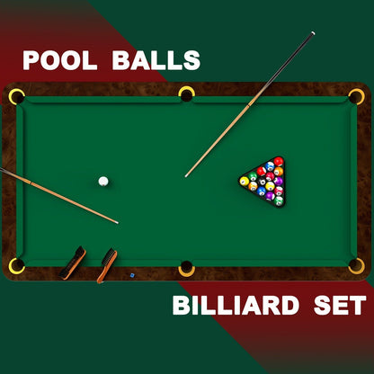 71-Piece Billiard Pool Table Accessories Set with Pool Balls Triangle Rack Cue Chalks Cue Tips Table Brush Spot Stickers Standard Style Complete Kit