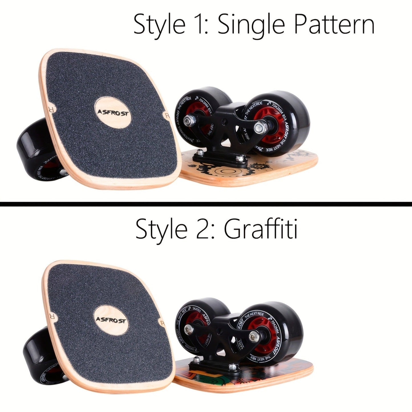 Split Drift Skateboard with PU Wheels & High-End Bearings | 7-Layer Maple Deck Anti-Slip Portable Roller Road Drift Skates Plate – Flexible Lightweight Design for Tricks & Street Skating (2 Styles)