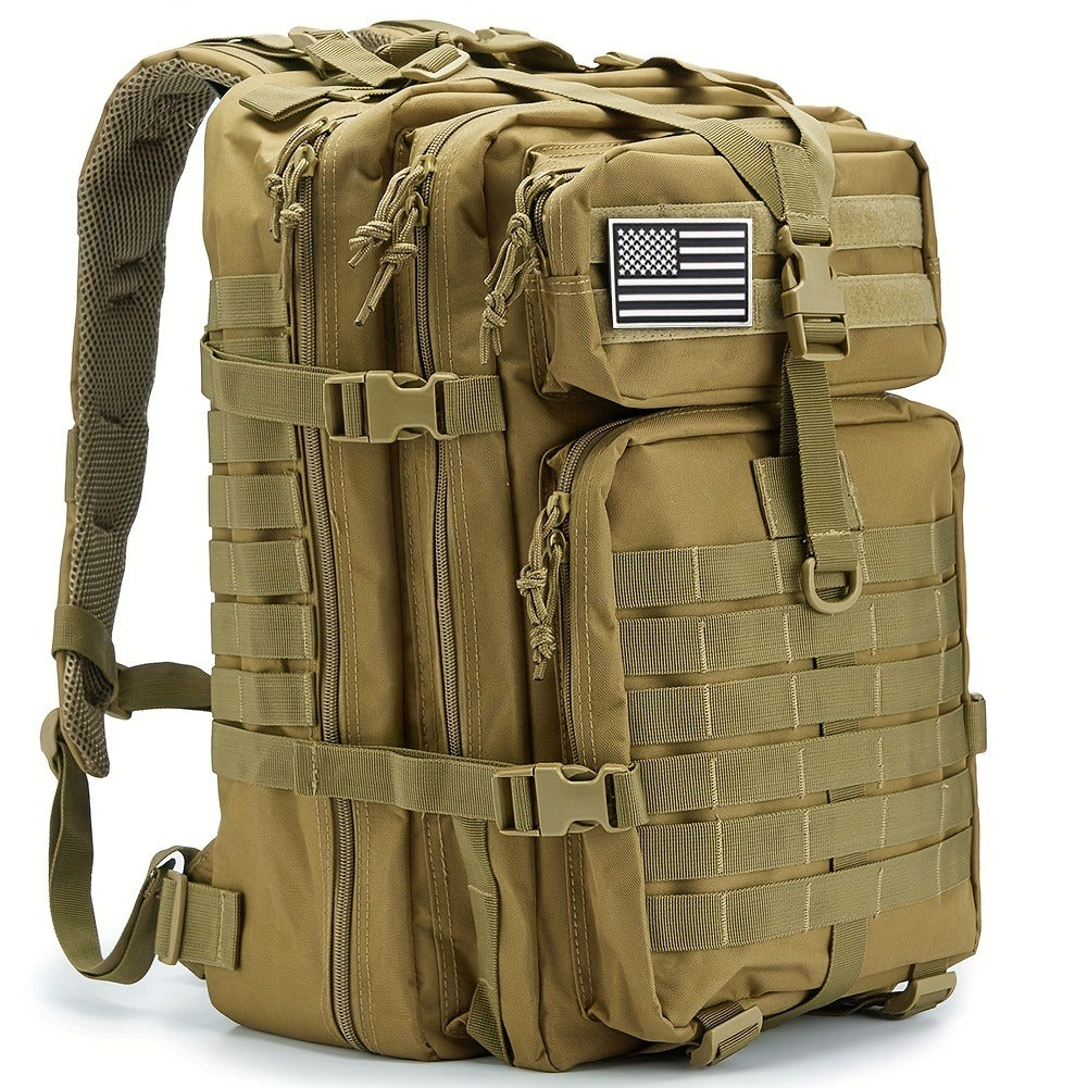Hunting Rucksack Tactical Hiking Backpack Durable Polyester Multifunctional Camping Backpack with Utility Pocket Zipper Chest Adjustment Straps for 3 Day Trekking Outdoor Sports Hunting Black Green Khaki