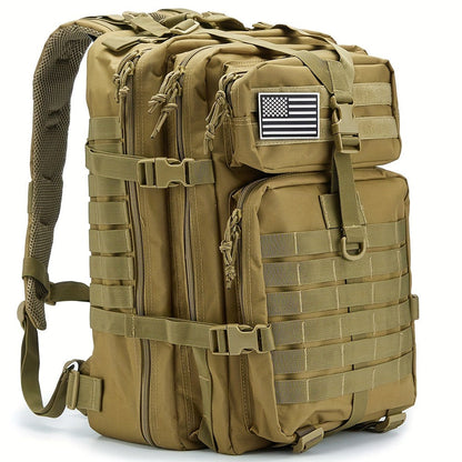 Hunting Rucksack Tactical Hiking Backpack Durable Polyester Multifunctional Camping Backpack with Utility Pocket Zipper Chest Adjustment Straps for 3 Day Trekking Outdoor Sports Hunting Black Green Khaki