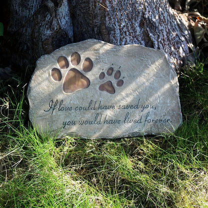 Pet Memorial Stone Hand-Painted Paw Print Garden Grave Marker for Dogs & Cats, Sympathy Loss Gift Indoor Outdoor Pet Remembrance Stone, Heartfelt Dog Cat Memorial Gift, Brown