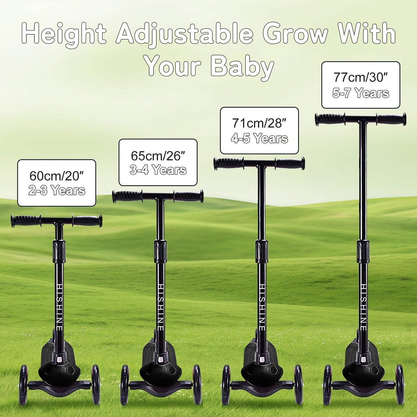 Kids 3-Wheel Scooter 2-Pack Light-Up Wheels Adjustable Height Lean to Steer, Wide Deck
