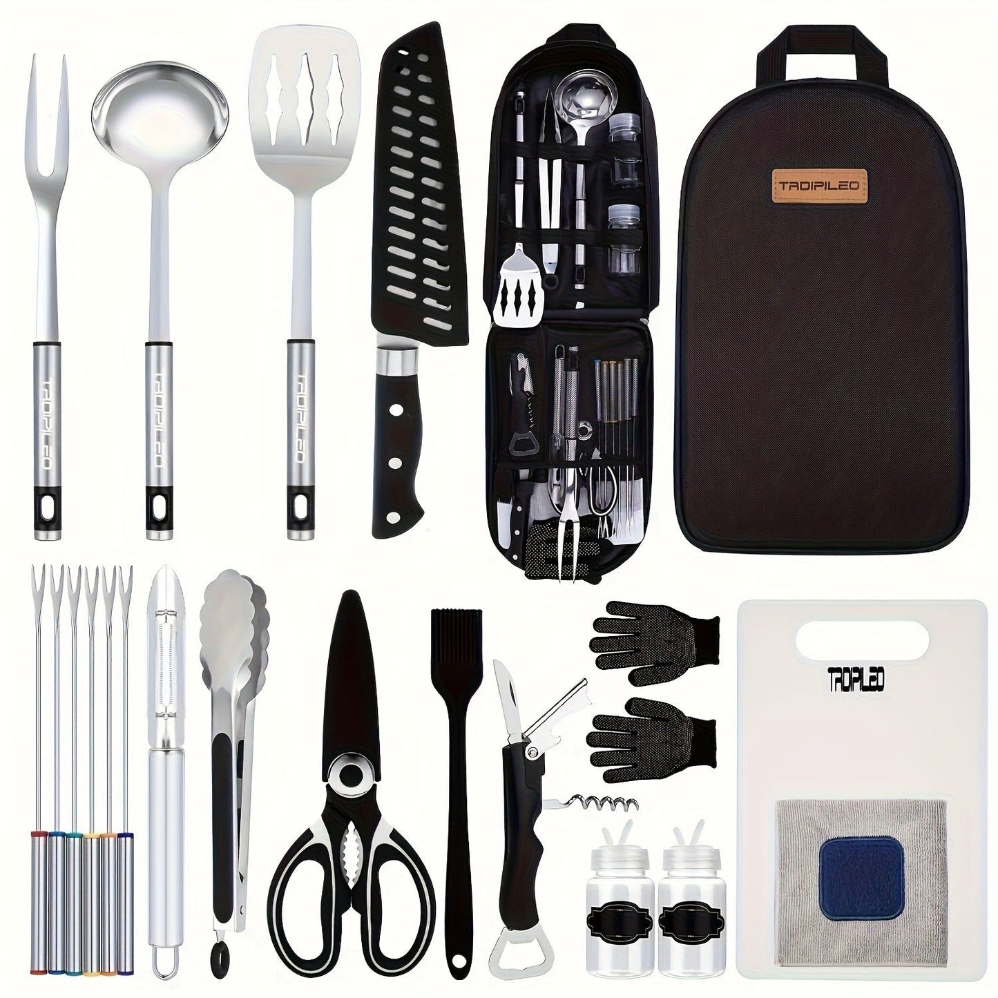 Camping Cookware Set Outdoor Kitchen Cooking Kit – Essential Camp Gear for Barbecue, Meal Prep & Outdoor Cooking at Campsites & Parks – 3 Colors: Green, Black, Cyan